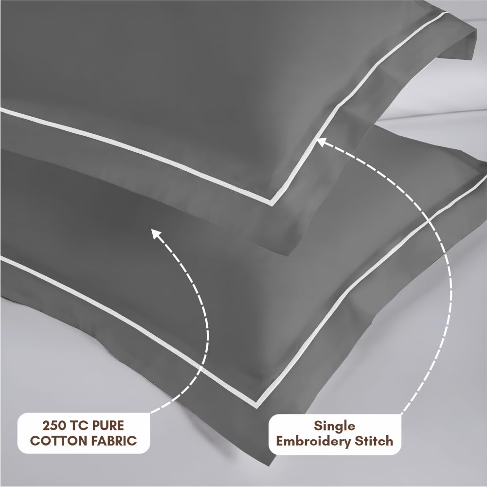 Elegance 250 TC King Bedsheet - Dark Grey