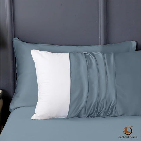 300 TC Art Silk Satin Pillow Cover Set - Coral Blue