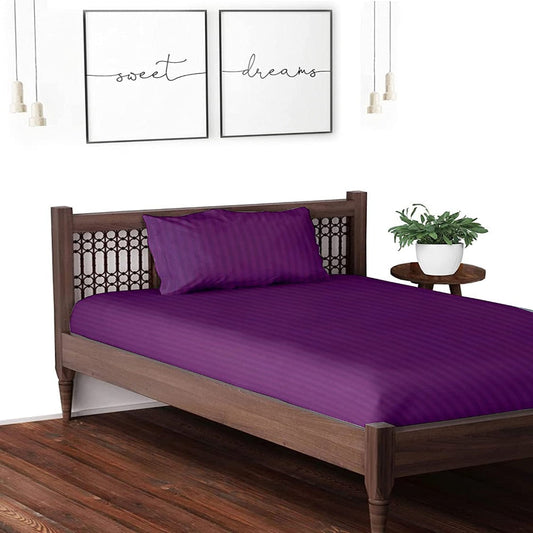 Satin Striped Single Bedsheet - Wine