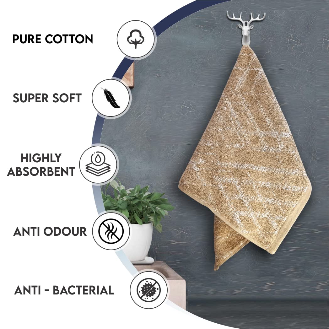 Pure Cotton Jacquard Hand Towels - Beige