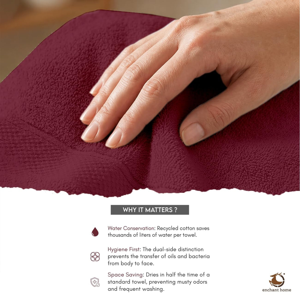 Pure Cotton Terry Bath Towel (29" x 59", Burgundy)
