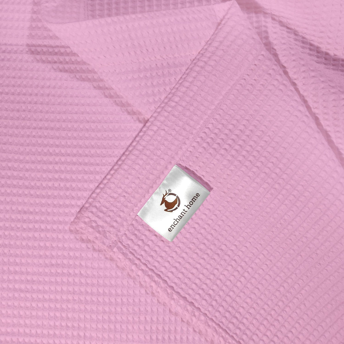 Pure Cotton Waffle Bath Towel - Pink