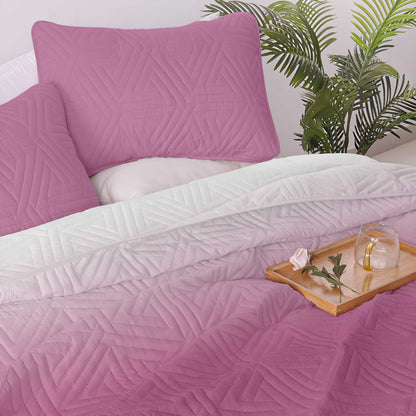 Reversible Shaded Bed Covers for Double Bed - Pink