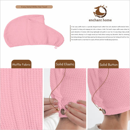 Pink cotton hair wrap towel folded view