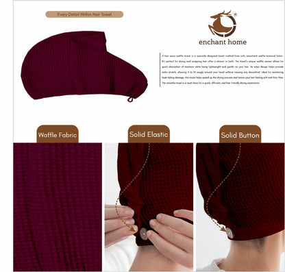 Maroon cotton hair wrap towel folded view