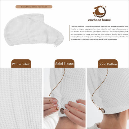 White cotton hair wrap towel folded view