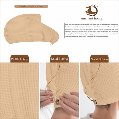 Beige cotton hair wrap towel folded view