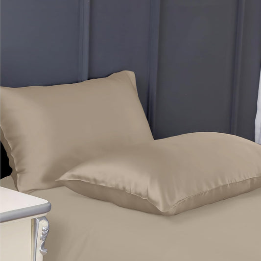 300 TC art silk satin pillow cover set in beige