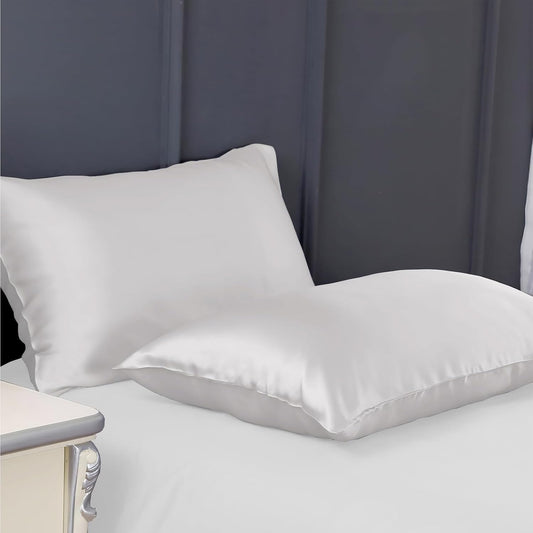 300 TC art silk satin pillow cover set in pearl white