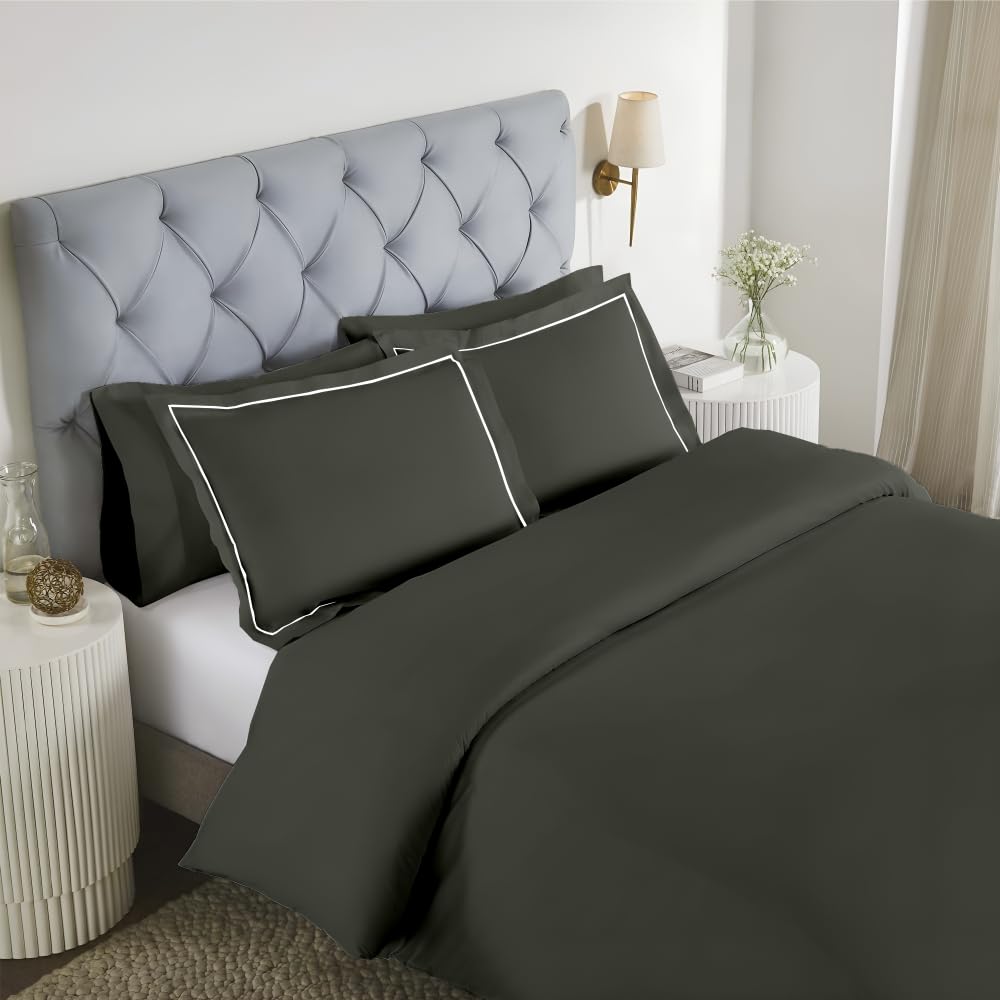 Elegance 250 TC pure cotton king size bedsheet in dark green