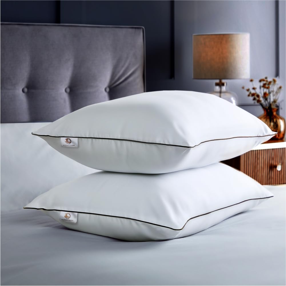 Microfiber standard size white pillows pack of 2 on bed
