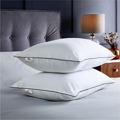 Microfiber standard size white pillows pack of 2 on bed
