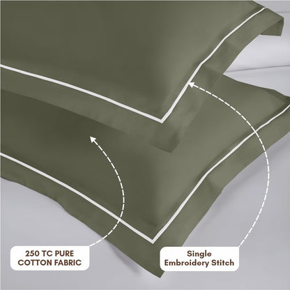 Elegance 250 TC King Bedsheet - Olive Green