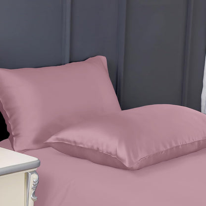 300 TC art silk satin pillow cover set in rose