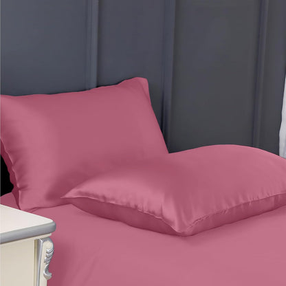 300 TC art silk satin pillow cover set in pink
