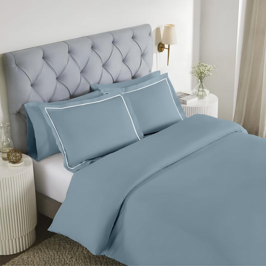 Elegance 250 TC pure cotton king size bedsheet in slate blue