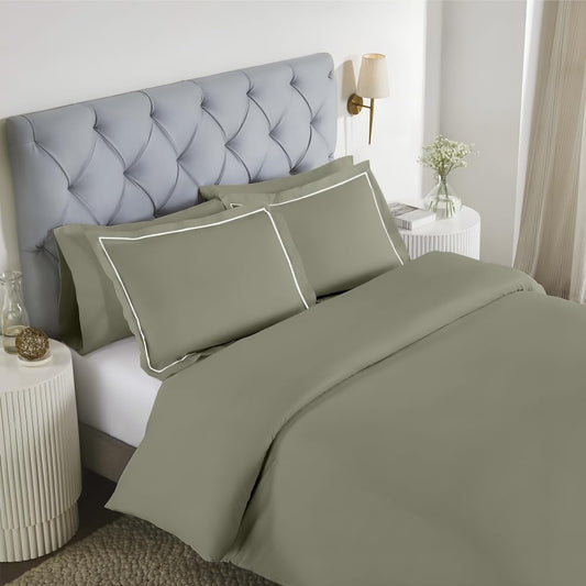 Elegance 250 TC pure cotton king size bedsheet in sage green