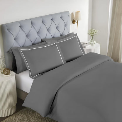 Elegance 250 TC pure cotton king size bedsheet in dark grey