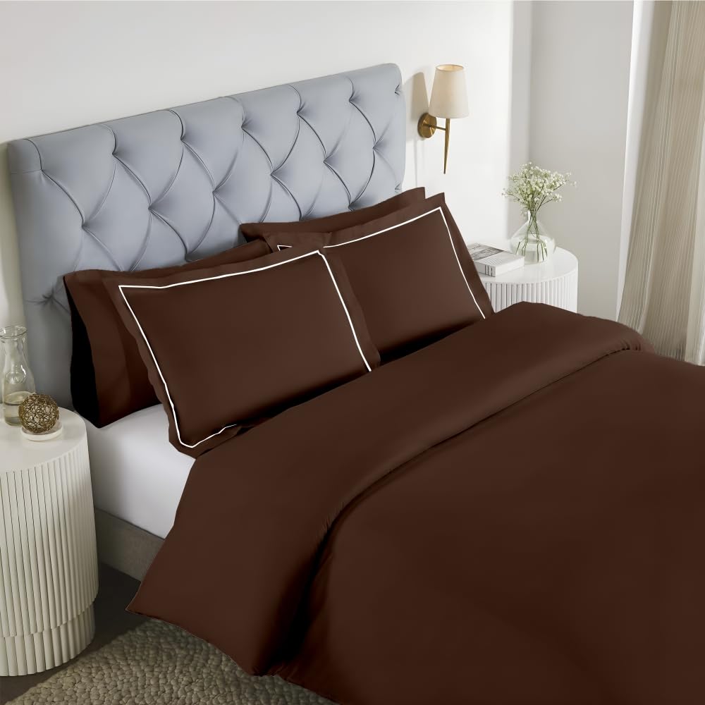 Elegance 250 TC pure cotton king size bedsheet in coffee