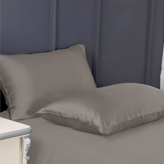 300 TC art silk satin pillow cover set in grey