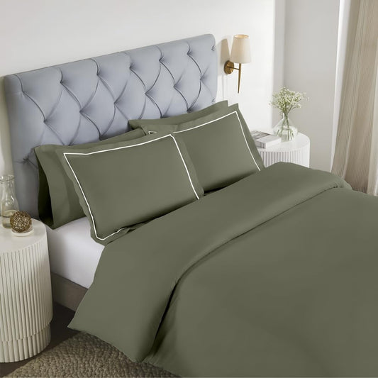 Elegance 250 TC pure cotton king size bedsheet in olive green