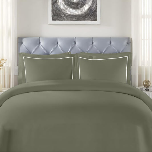 Elegance 250 TC King Bedsheet - Olive Green