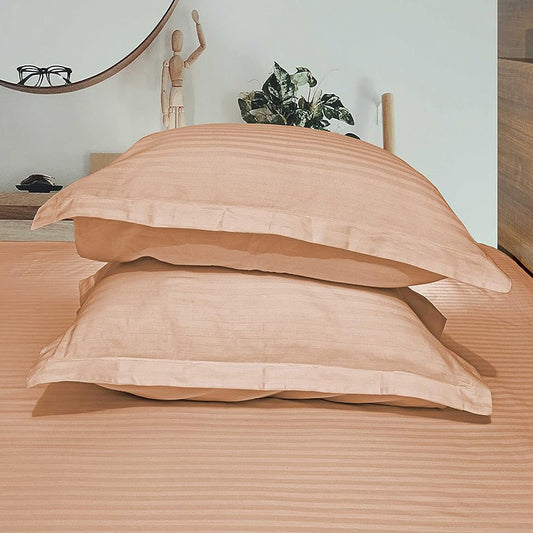 Pure cotton satin stripe pillow covers in orange