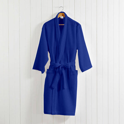 Pure Cotton Unisex Waffle Bath Robe - Royal Blue