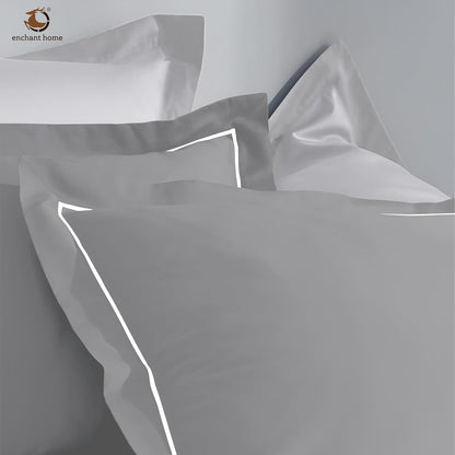 Pure Cotton 300 TC Solid Pillow Cover Set - Silver