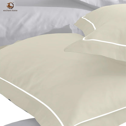 Pure Cotton 300 TC Solid Pillow Cover Set - Ivory