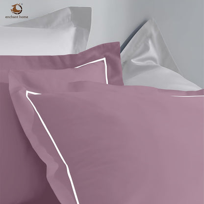 Pure Cotton 300 TC Solid Pillow Cover Set - Cameo Rose