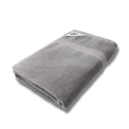 Pure cotton terry bath towel in silver, 29 x 59 inches