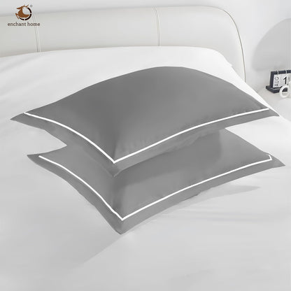 Pure Cotton 300 TC Solid Pillow Cover Set - Silver