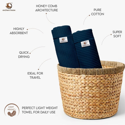 Navy blue cotton waffle bath towel – view 5