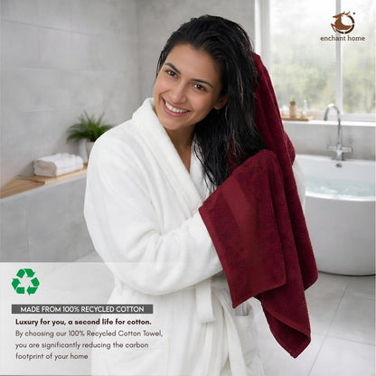 Pure Cotton Terry Bath Towel (29" x 59", Burgundy)