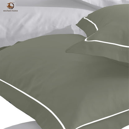 Pure Cotton 300 TC Solid Pillow Cover Set - Moss Green