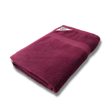 Pure cotton terry bath towel in burgundy, 29 x 59 inches
