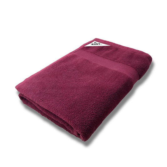Pure cotton terry bath towel in burgundy, 29 x 59 inches