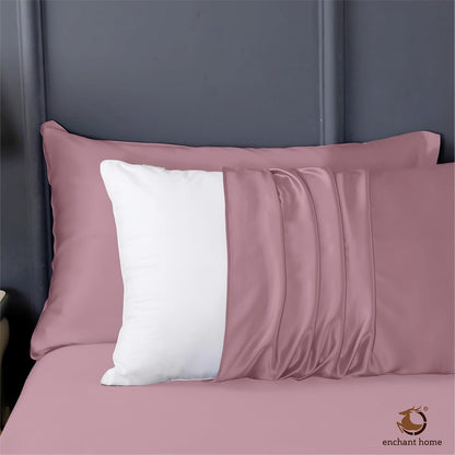 300 TC Art Silk Satin Pillow Cover Set - Rose