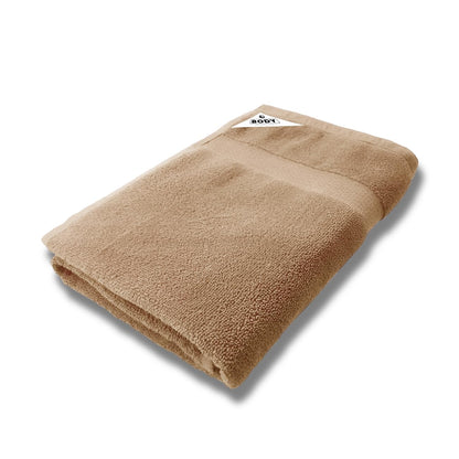 Pure cotton terry bath towel in beige, 29 x 59 inches
