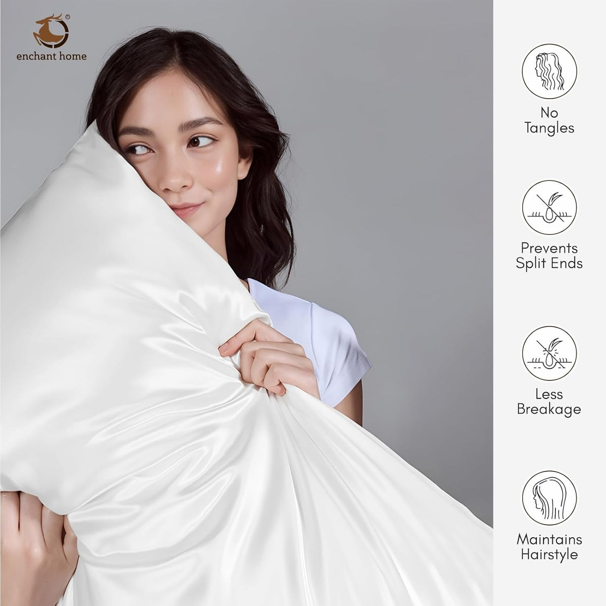 300 TC Art Silk Satin Pillow Cover Set - Pearl White