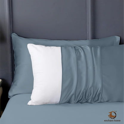 300 TC Art Silk Satin Pillow Cover Set -  Coral Blue