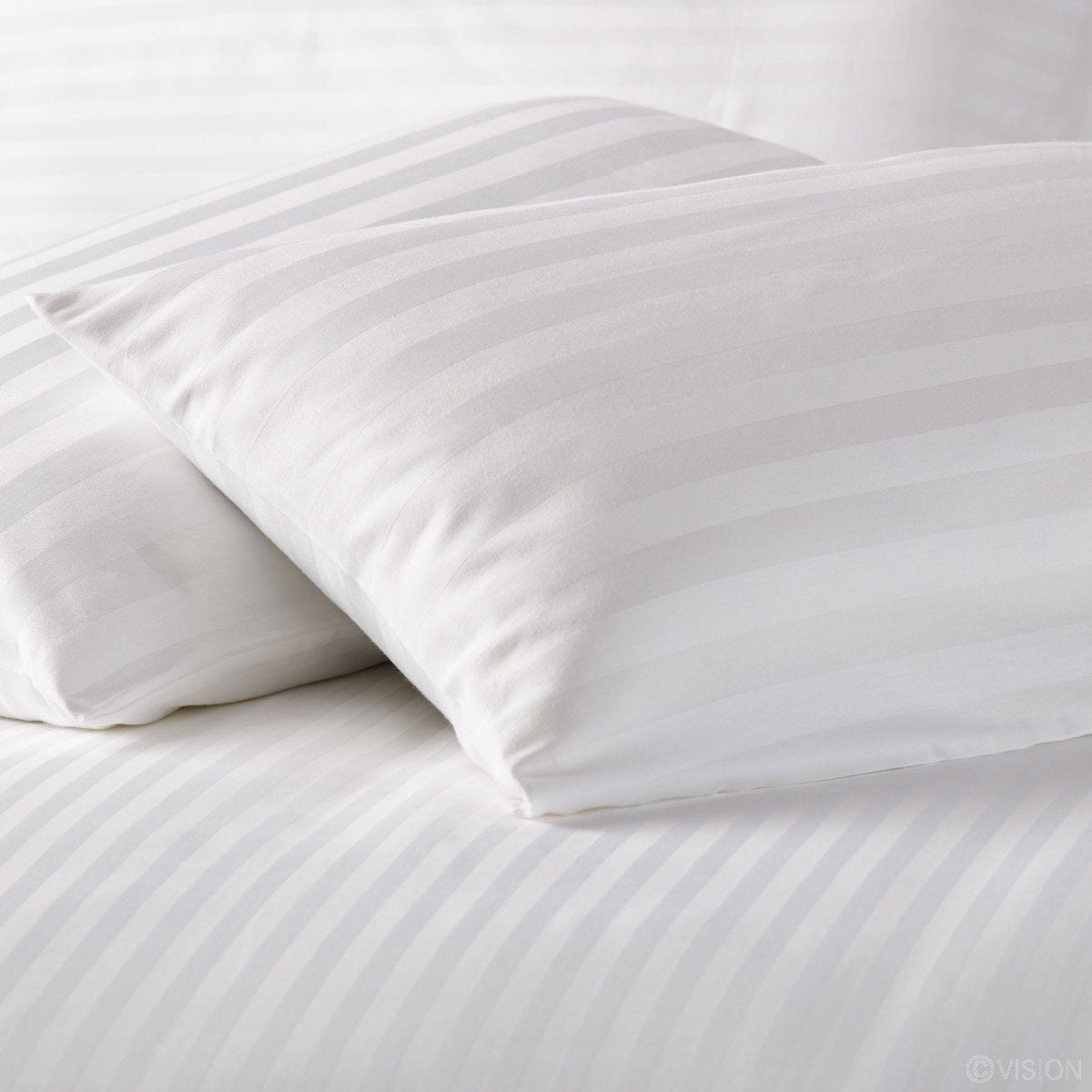 210 TC pure cotton bag type satin stripe pillow covers in white
