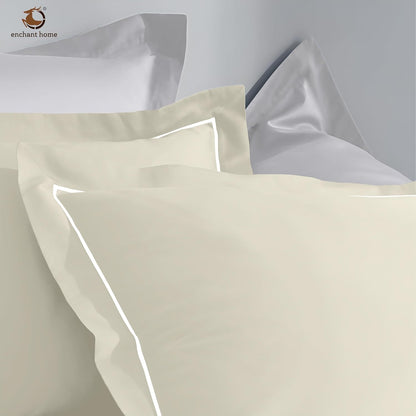 Pure Cotton 300 TC Solid Pillow Cover Set - Ivory