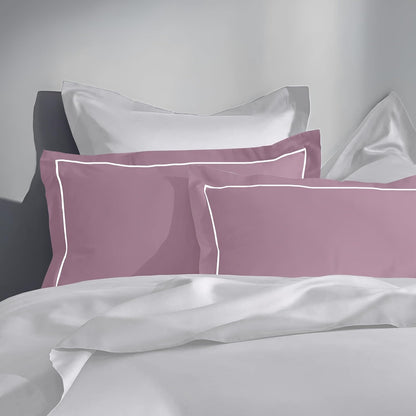Pure cotton 300 TC solid pillow cover set in cameo rose
