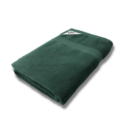 Pure cotton terry bath towel in dark green, 29 x 59 inches