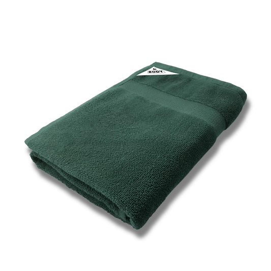 Pure cotton terry bath towel in dark green, 29 x 59 inches