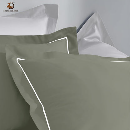 Pure Cotton 300 TC Solid Pillow Cover Set - Moss Green
