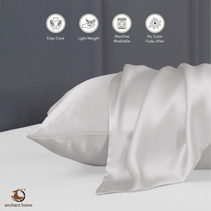300 TC Art Silk Satin Pillow Cover Set - Pearl White