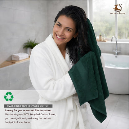 Pure Cotton Terry Bath Towel (29" x 59", Dark Green)